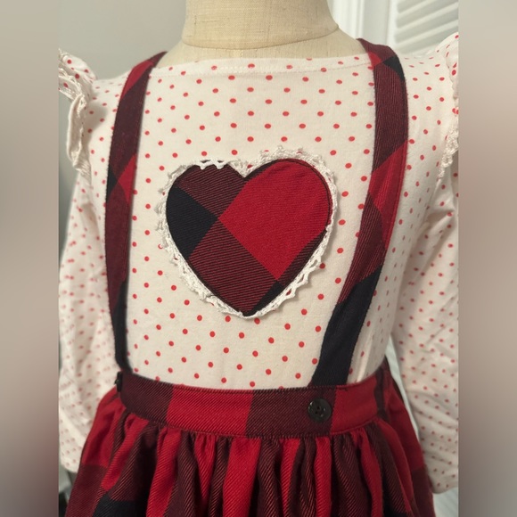 Pippa & Julie | Red & Black Plaid Jumper Dress with Long Sleeve Shirt | Size 4 - Picture 5 of 8